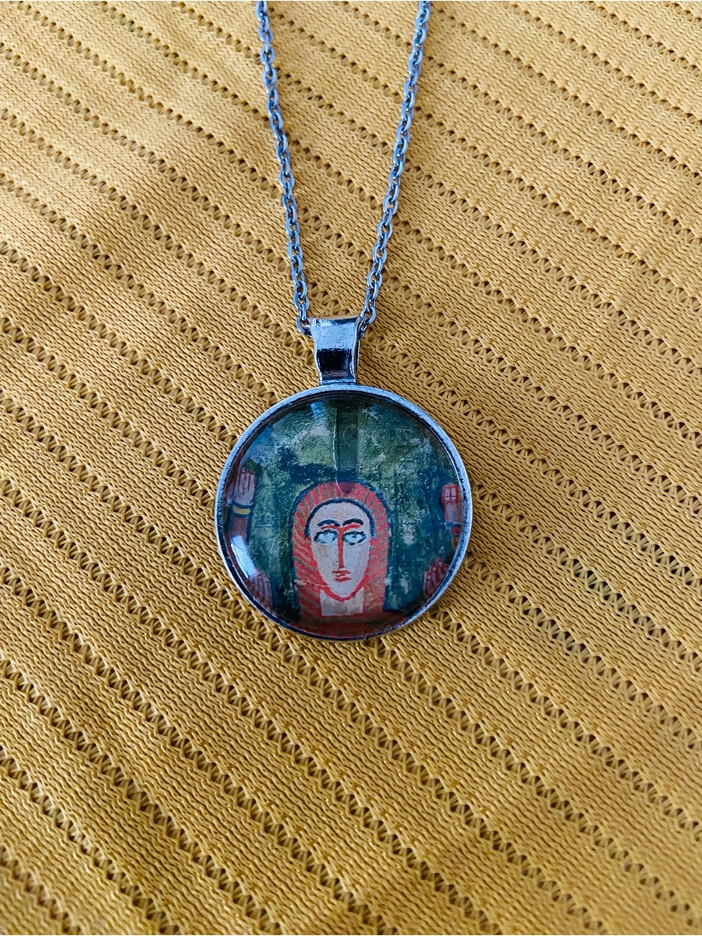 Byzantine Icon Necklace, Coptic Art Pendant, Medieval Christian Art Jewelry
